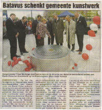 Krantenknipsel van 29 september 2004, ontvangen van Gerrit Oostra
